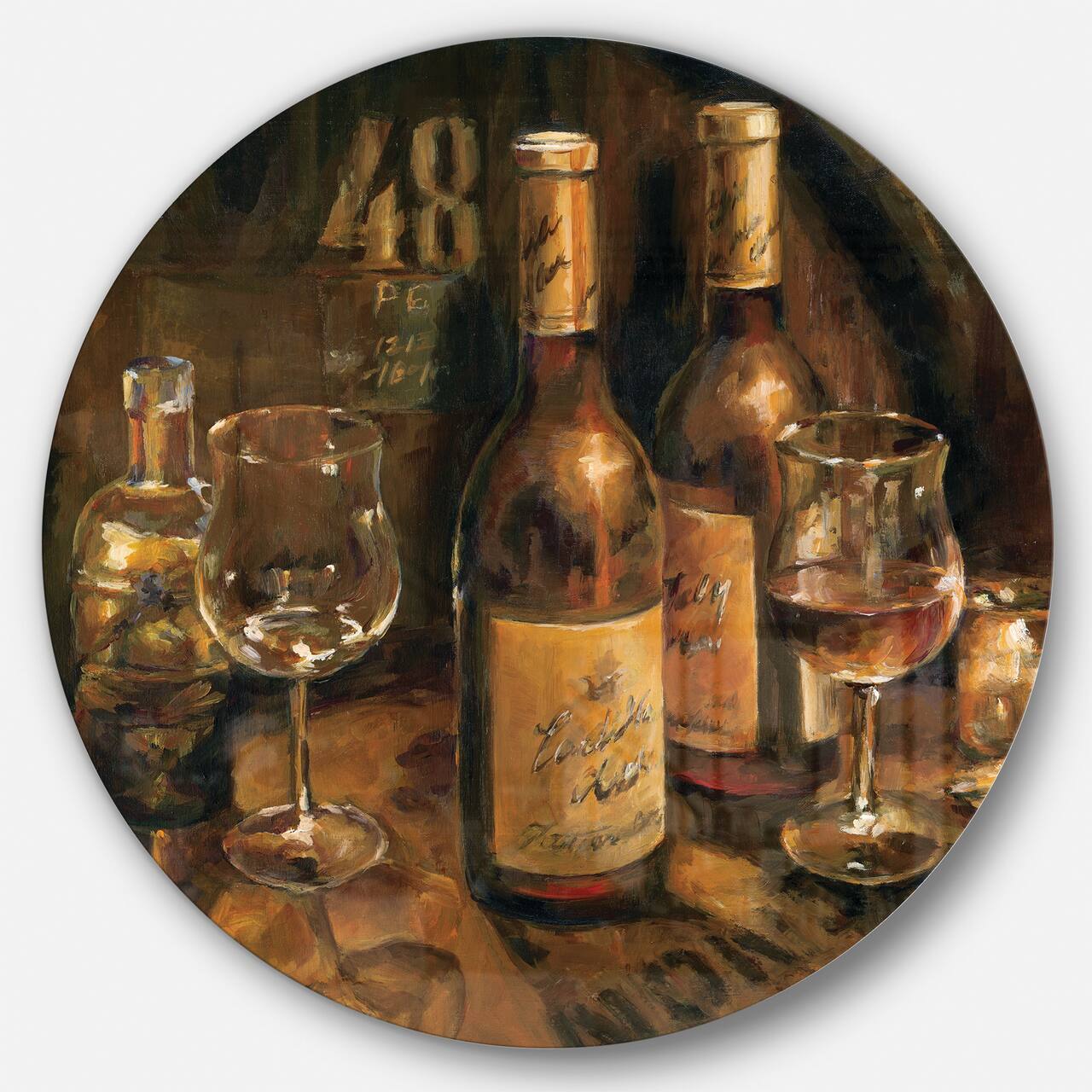 Designart - Vintage Wine Cellar - Traditional Metal Circle Wall Art